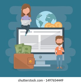 Payment online icon set design