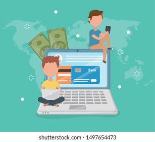 Payment online icon set design
