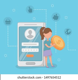Payment online icon set design
