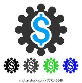 Payment Options Cog vector pictograph. Style is a flat graphic symbol in black, gray, blue, green color versions. Designed for web and mobile apps.