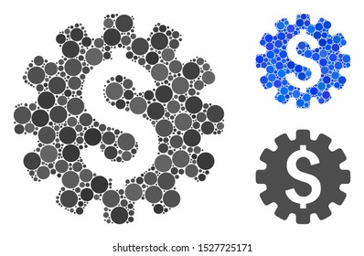 Payment options composition of filled circles in various sizes and color hues, based on payment options icon. Vector filled circles are composed into blue collage.