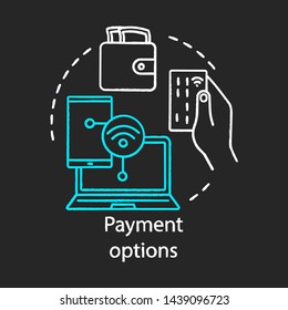 Payment options concept chalk icon. Online shopping idea. Digital purchase. Internet marketing. Online money transaction. Vector isolated chalkboard illustration