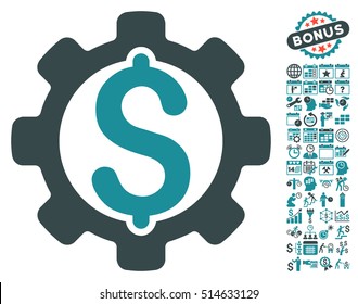 Payment Options icon with bonus calendar and time management pictogram. Vector illustration style is flat iconic bicolor symbols, soft blue colors, white background.