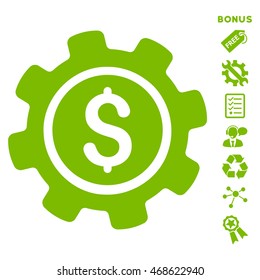 Payment Options icon with bonus pictograms. Vector illustration style is flat iconic symbols, eco green color, white background, rounded angles.