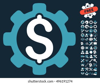 Payment Options icon with bonus tools clip art. Vector illustration style is flat iconic bicolor symbols, blue and white colors, dark blue background.