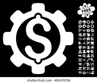 Payment Options icon with bonus tools icon set. Vector illustration style is flat iconic symbols, white color, black background.
