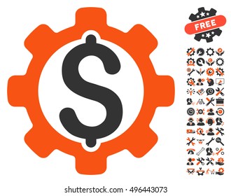 Payment Options icon with bonus tools images. Vector illustration style is flat iconic bicolor symbols, orange and gray colors, white background.