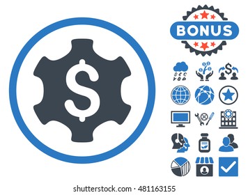 Payment Options icon with bonus. Vector illustration style is flat iconic bicolor symbols, smooth blue colors, white background.