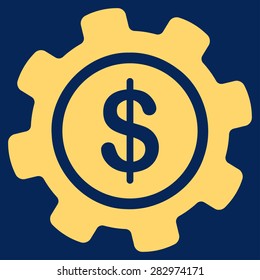 Payment options icon. Style: flat symbol, yellow color, rounded angles, blue background.
