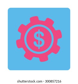 Payment options icon. Vector style is pink and blue colors, flat rounded square button on a white background.