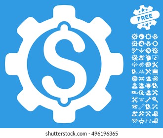 Payment Options pictograph with bonus tools pictograph collection. Vector illustration style is flat iconic symbols, white color, blue background.