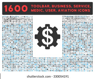 Payment Options vector icon and 1600 other business, service tools, medical care, software toolbar, web interface pictograms. Style is bicolor flat symbols, blue and gray colors, rounded angles, white