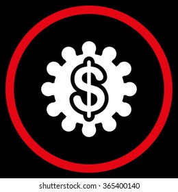 Payment Options vector icon. Style is bicolor flat circled symbol, red and white colors, rounded angles, black background.