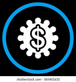 Payment Options vector icon. Style is bicolor flat circled symbol, blue and white colors, rounded angles, black background.