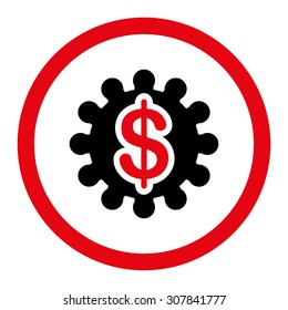 Payment options vector icon. This rounded flat symbol is drawn with intensive red and black colors on a white background.