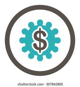 Payment options vector icon. This rounded flat symbol is drawn with grey and cyan colors on a white background.