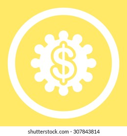 Payment options vector icon. This rounded flat symbol is drawn with white color on a yellow background.