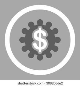Payment options vector icon. This rounded flat symbol is drawn with dark gray and white colors on a silver background.