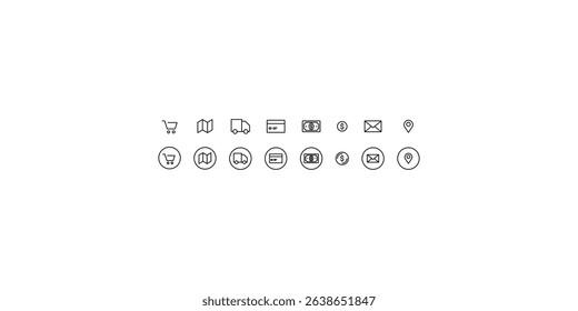 Payment, order icon set, Order process, Money, Email icon, Location icon