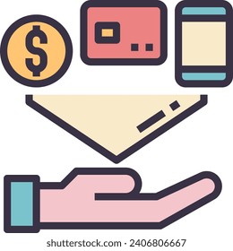 payment outline style icon for ui, ux, web, app, brochure, flyer and presentation design, etc.