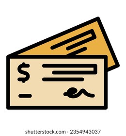 Payment paper icon outline vector. Work passive. Happy dream color flat