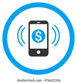 Payment Phone Ring rounded icon. Vector illustration style is flat iconic bicolor symbol, blue and gray colors, white background.