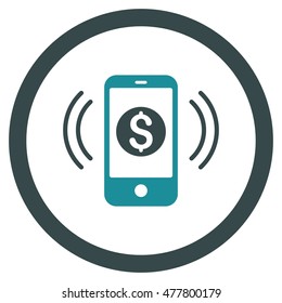 Payment Phone Ring rounded icon. Vector illustration style is flat iconic bicolor symbol, soft blue colors, white background.