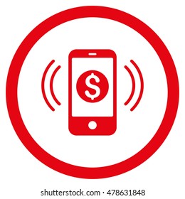 Payment Phone Ring rounded icon. Vector illustration style is flat iconic symbol, red color, white background.