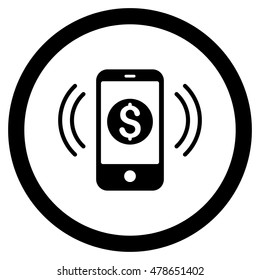 Payment Phone Ring rounded icon. Vector illustration style is flat iconic symbol, black color, white background.