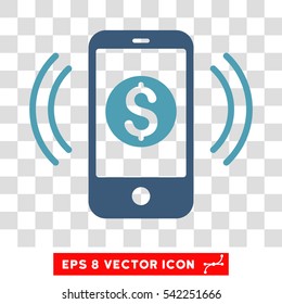 Payment Phone Ring vector icon. Image style is a flat cyan and blue pictograph symbol.