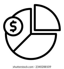 vector de contorno del icono de gráfico circular de pago. Ingresos por préstamos. Dinero del contrato