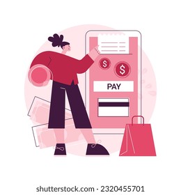 Payment processing abstract concept vector illustration. Easy payment systems, digital payment service, automated transaction, bank operations, customer experience, business owner abstract metaphor.