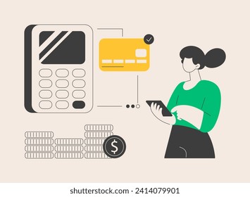 Payment processing abstract concept vector illustration. Easy payment systems, digital payment service, automated transaction, bank operations, customer experience, business owner abstract metaphor.
