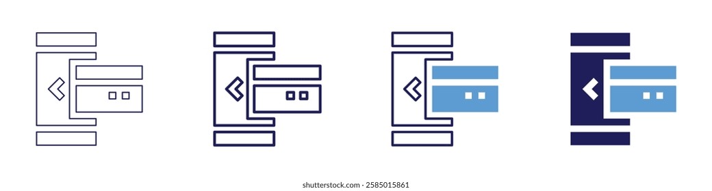 Payment processing for merchants icon in 4 different styles. Thin Line, Line, Bold Line, Duotone. Duotone style. Editable stroke.