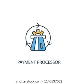 Payment Processor concept 2 colored line icon. Simple yellow and blue element illustration. Payment Processor concept outline symbol design from Ecommerce set
