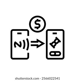 payment progress nfc technology line icon vector. payment progress nfc technology sign. isolated contour symbol black illustration