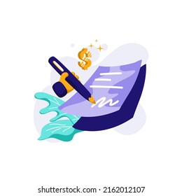 Payment Promissory Note Icon Illustration vector for transaction, pen, signature agreement paper, concept on financial finance, marketplace, perfect for ui ux, mobile app, web, brochure, marketing