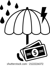 Payment Protection Coverage Concept, Umbrella With Bills Stormy Weather Stock Illustration, Credit Insurance Vector Icon Design, Financial Loss Protection Symbol, Risk Management Sign, 