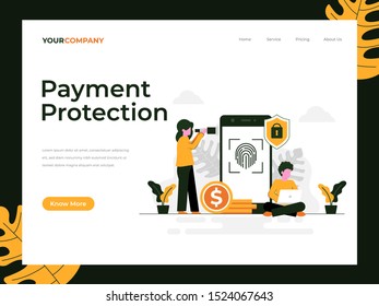 Payment protection flat vector illustration concept, can be used for landing page, ui, web, app intro card, editorial, flyer, and banner.