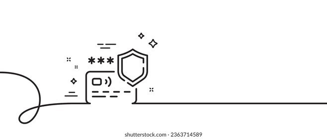 Payment protection line icon. Continuous one line with curl. Credit card secure sign. Money defense symbol. Payment protection single outline ribbon. Loop curve pattern. Vector