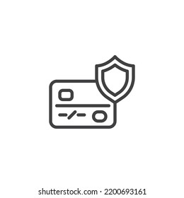 Payment protection line icon. linear style sign for mobile concept and web design. Credit card and shield outline vector icon. Symbol, logo illustration. Vector graphics