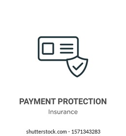 Payment protection outline vector icon. Thin line black payment protection icon, flat vector simple element illustration from editable insurance concept isolated on white background