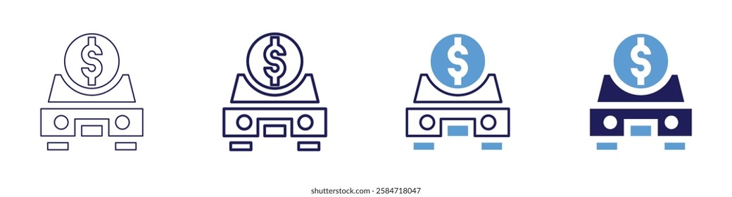 Payment provider comparison icon in 4 different styles. Thin Line, Line, Bold Line, Duotone. Duotone style. Editable stroke.