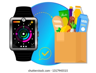 Payment and purchase through the phone. Payment of various services and purchases from hours. Smart watch. Payment from hours. Wireless technology.