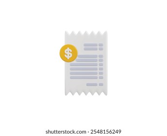 Payment receipt, bill receipt icon 3d rendering vector illustration