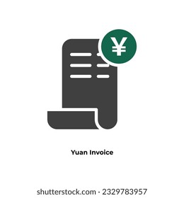 Payment receipt color fill icon with yuan symbol. Bill icon, Invoice symbol, Payment icon, Medical bill, Online shopping, Money document file. Editable graphic resources for many purposes.