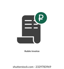 Payment receipt color fill icon with ruble symbol. Bill icon, Invoice symbol, Payment icon, Medical bill, Online shopping, Money document file. Editable graphic resources for many purposes.