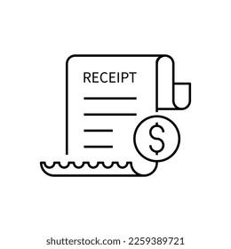 Payment receipt icon des, Invoice paper sign, digital receipt pictogram. isolated on white background