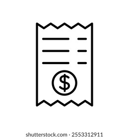 Payment receipt icon isolated on white background