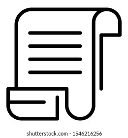 Payment receipt icon. Outline payment receipt vector icon for web design isolated on white background